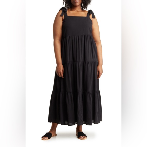 Madewell Dresses & Skirts - NEW Madewell Tie Strap Tiered Maxi Dress Black